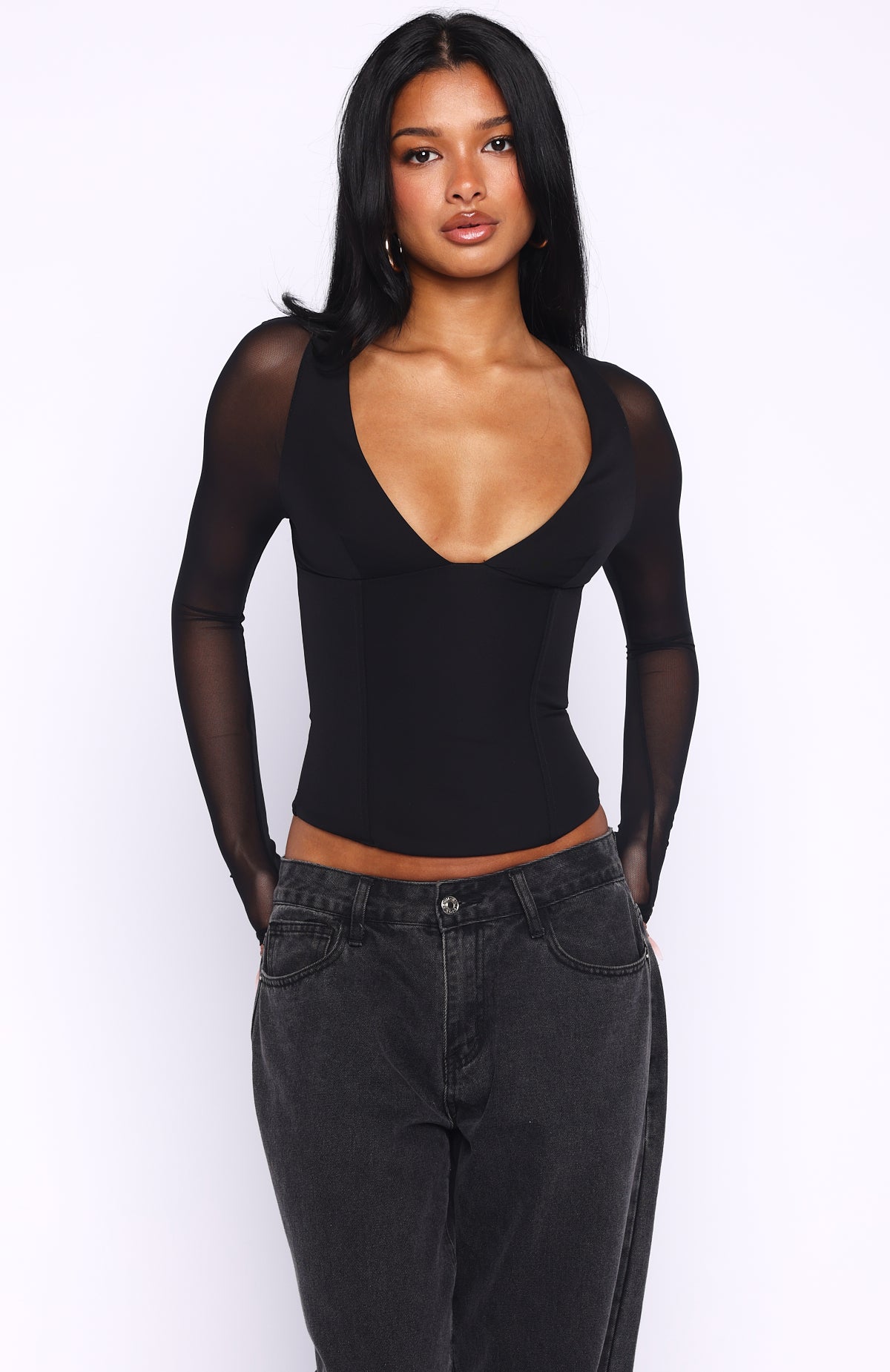 PERFECT FORM TOPS LONG SLEEVE ブラック Past Your Prime Long Sleeve Top Black | White Fox Boutique UK