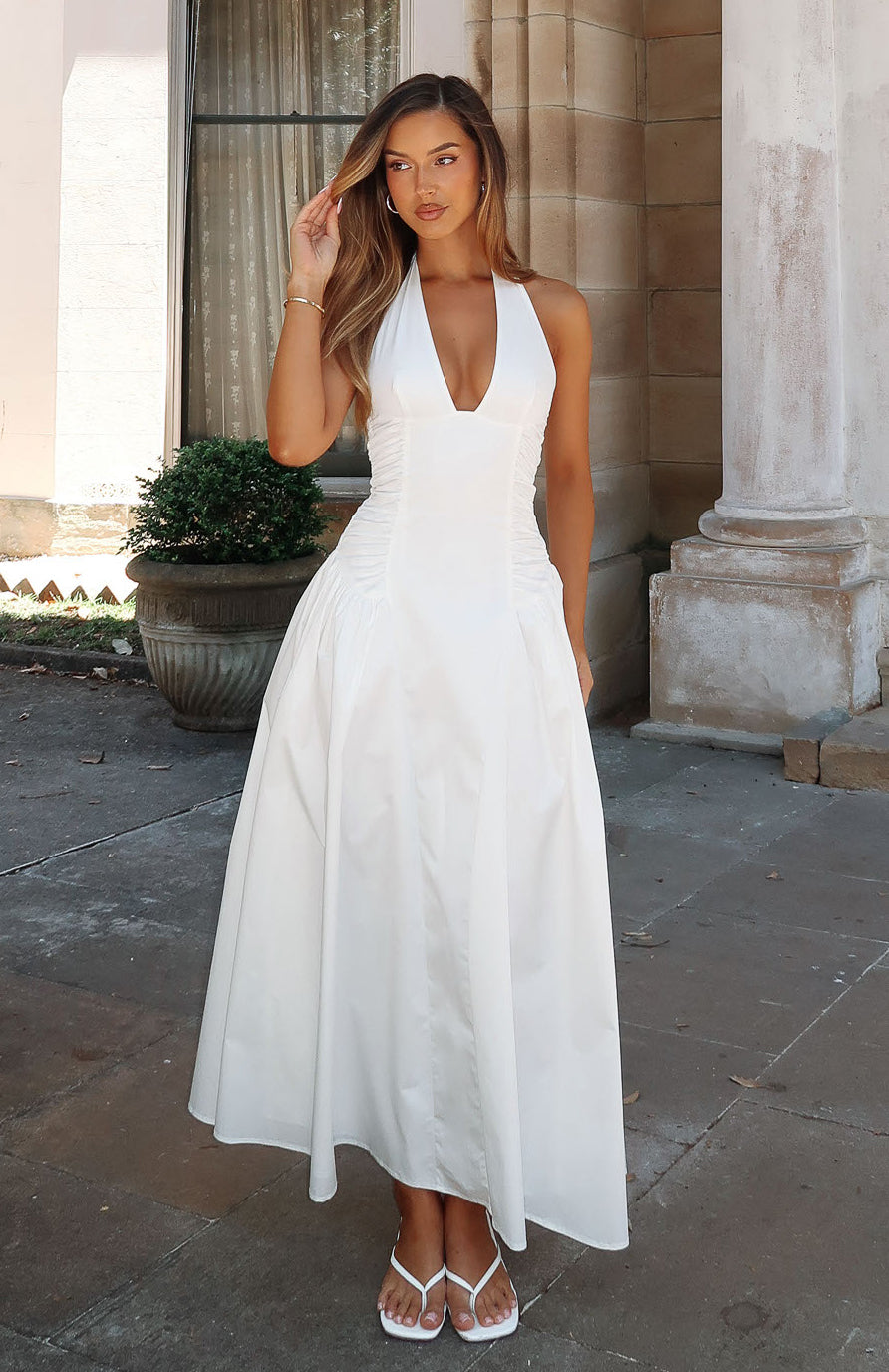 Tinsel Trouble Halter Midi Dress White | White Fox Boutique UK