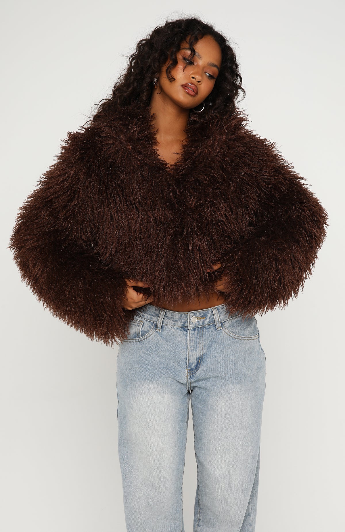 【美品】K-2170 プレセプトジャケット ブラック/ブラウン Weekend Away Faux Fur Jacket Chocolate | White Fox Boutique UK