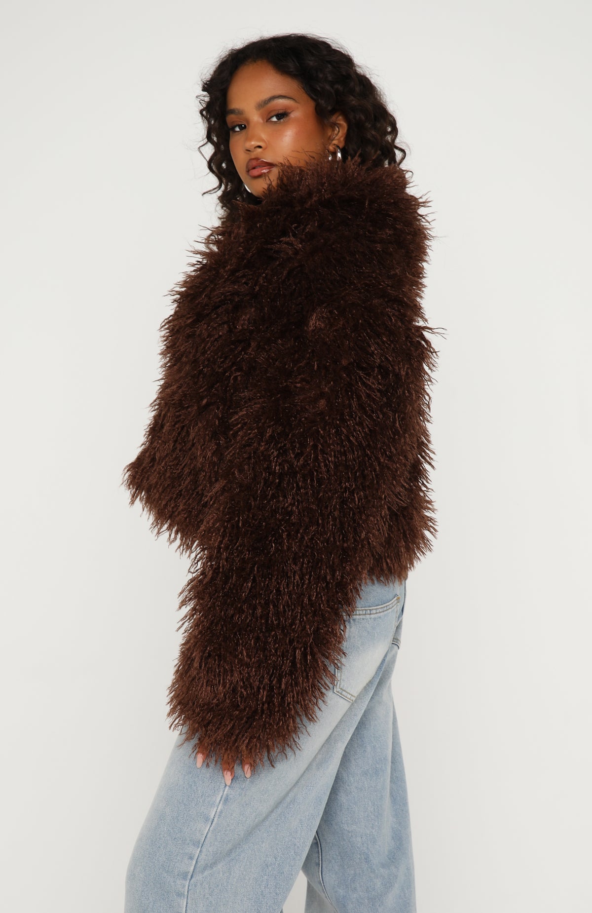 Weekend Away Faux Fur Jacket Chocolate | White Fox Boutique UK