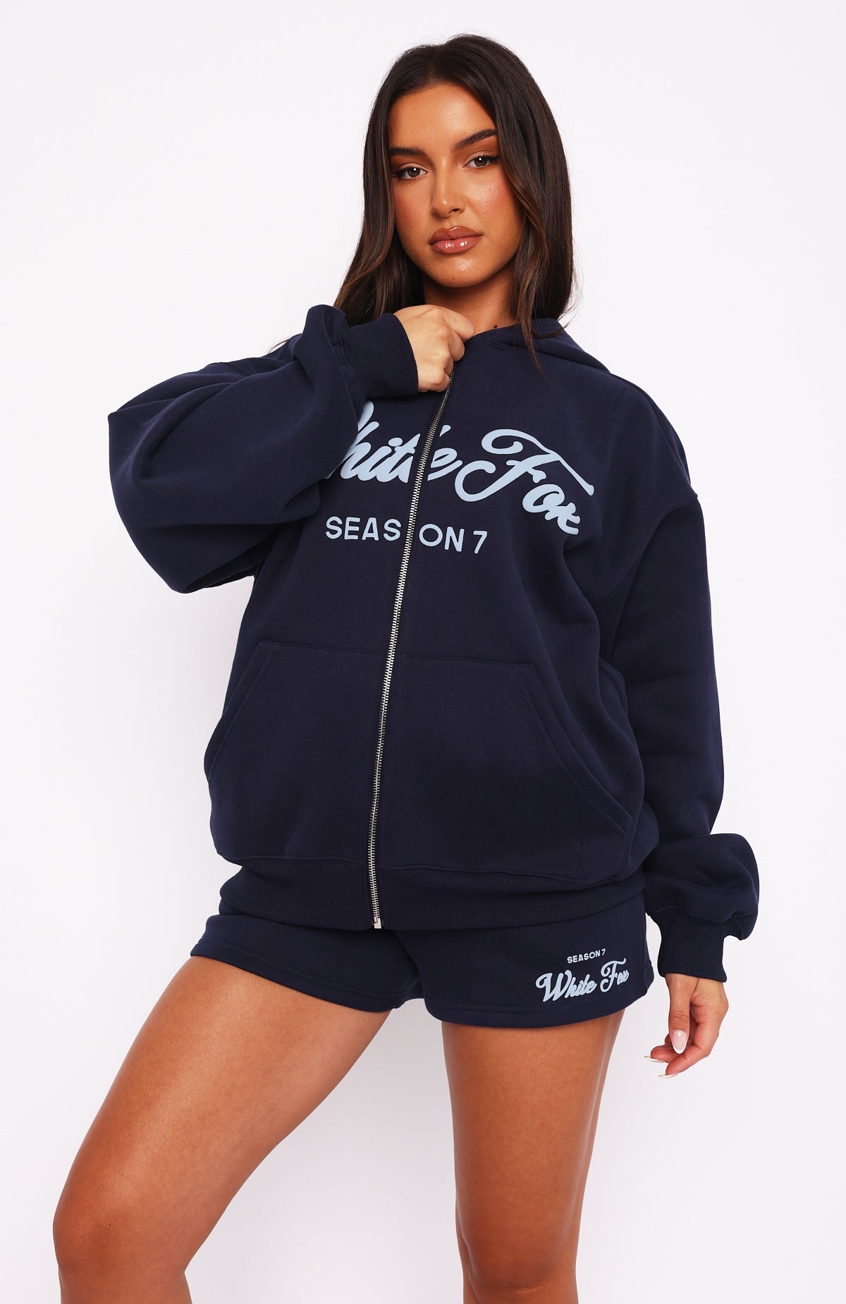 Season 7 Zip Front Hoodie Deep Sea | White Fox Boutique UK