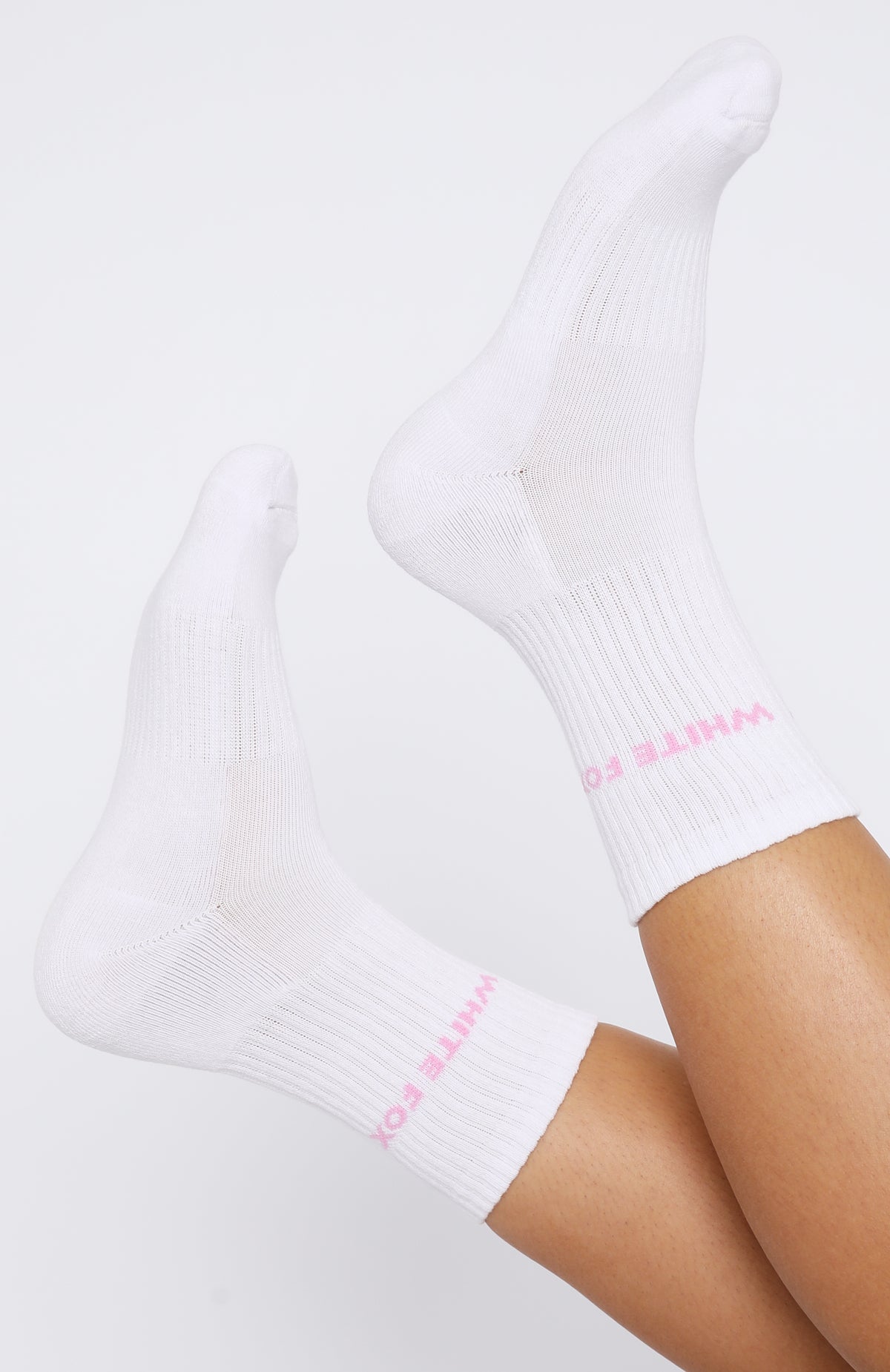 All For It Socks White Pink White Fox Boutique UK