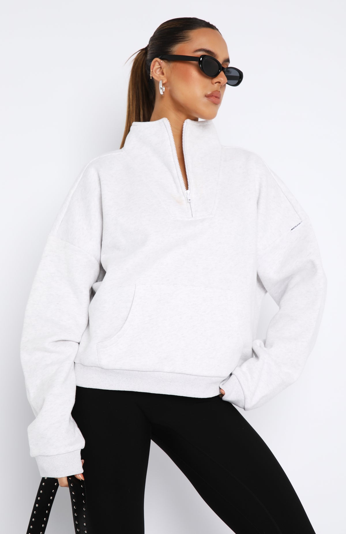 Show Yourself Zip Front Sweater Dark Grey Marle