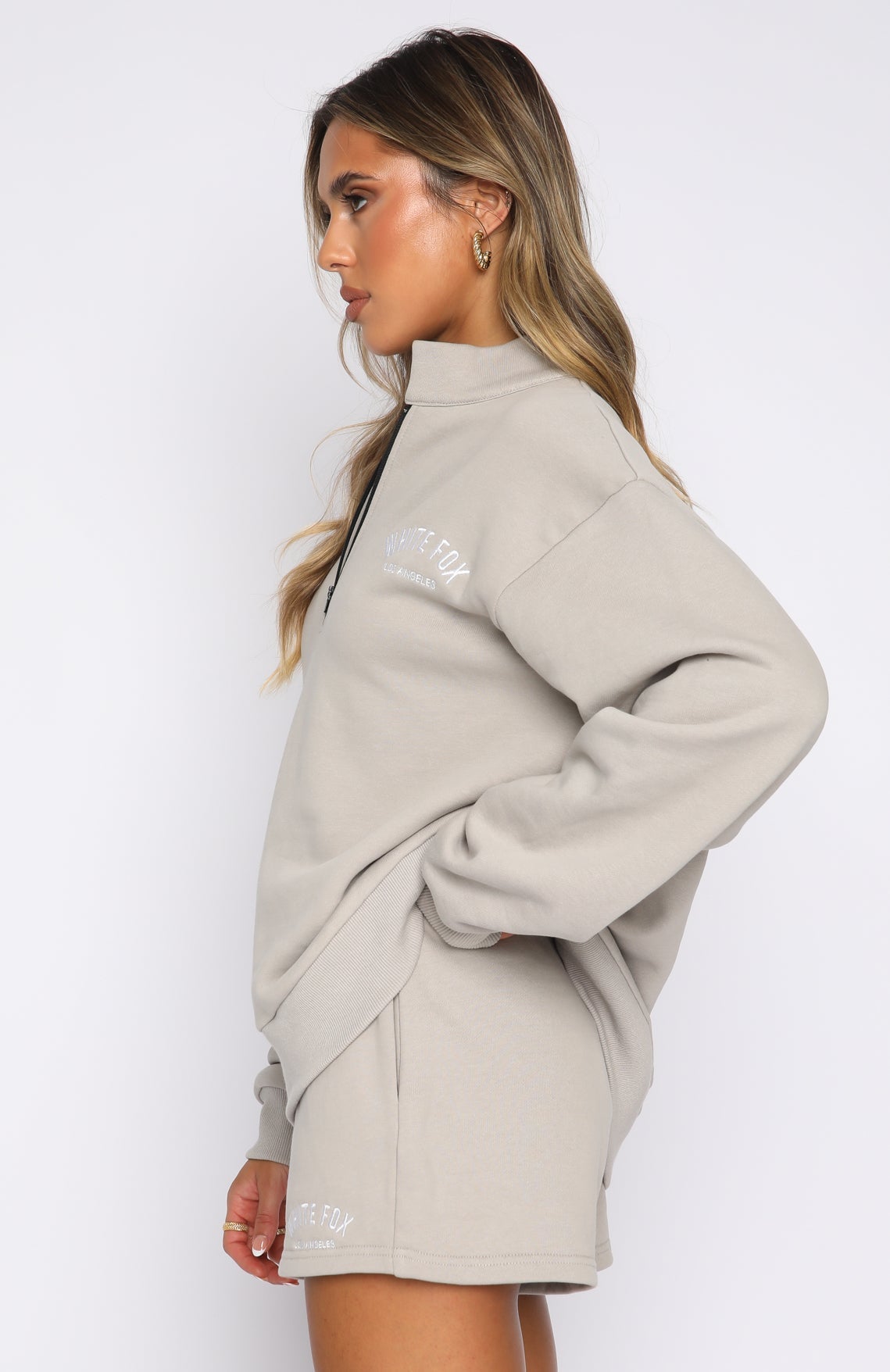 The Highest Demand Zip Front Sweater Taupe | White Fox Boutique UK