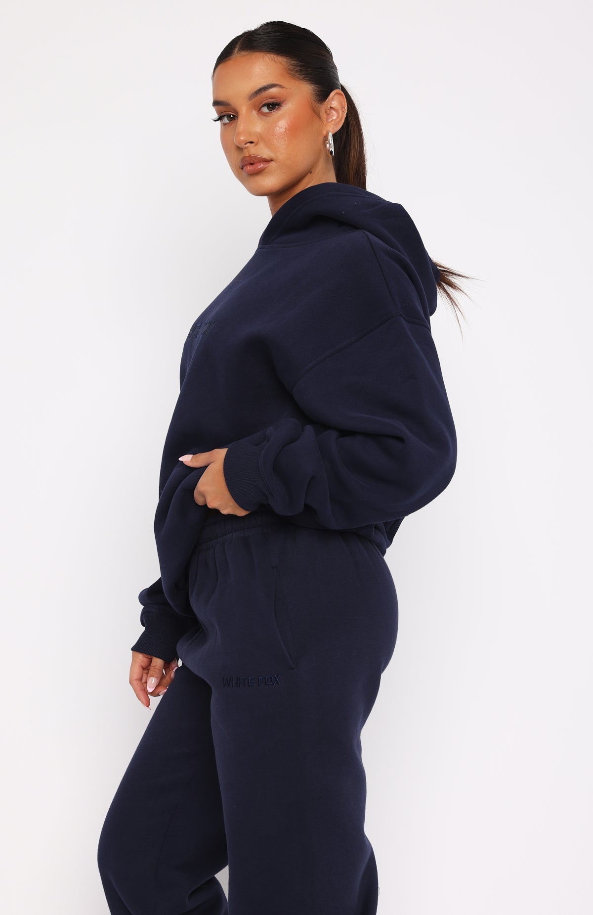 Stay Lifted Oversized Hoodie Navy | White Fox Boutique UK