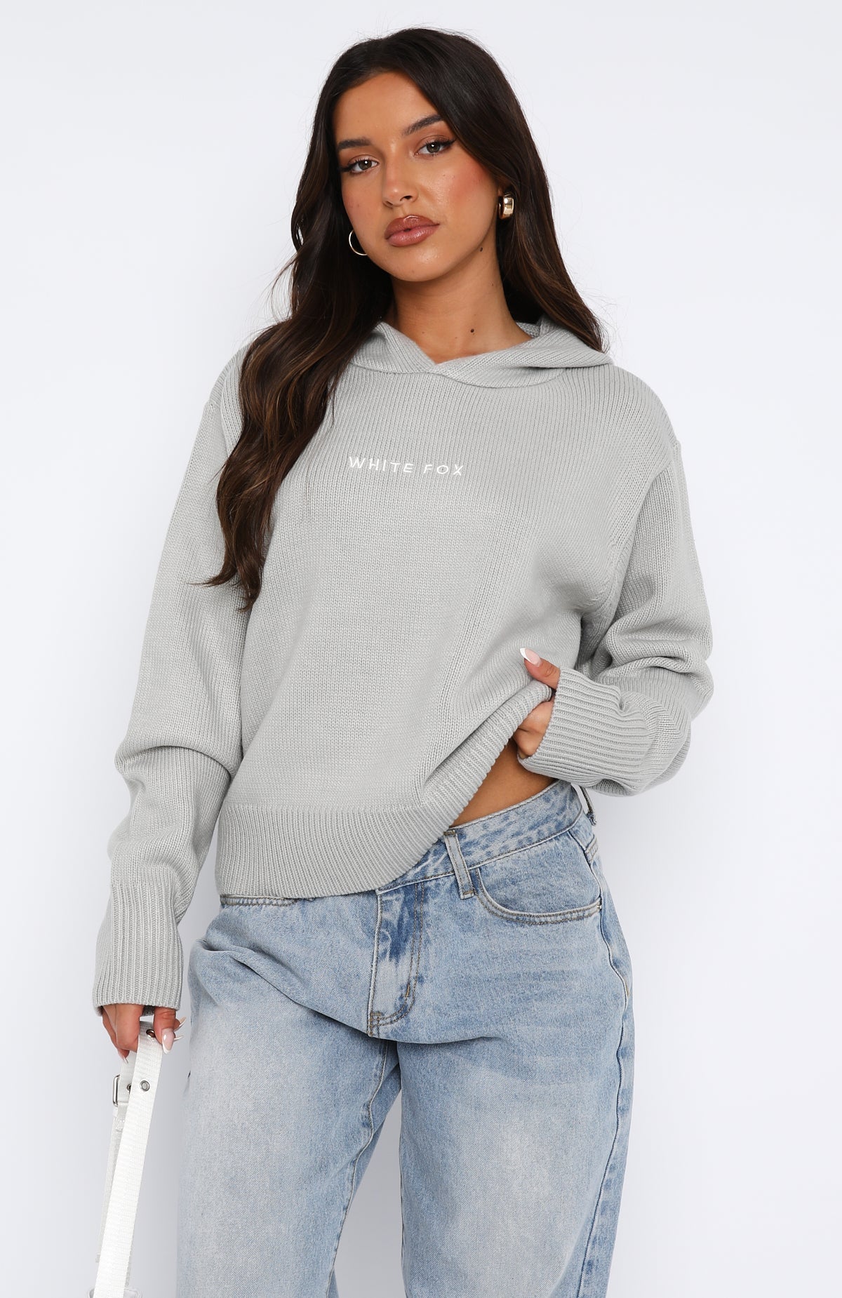 It's Cool Knit Hoodie Light Grey | White Fox Boutique UK