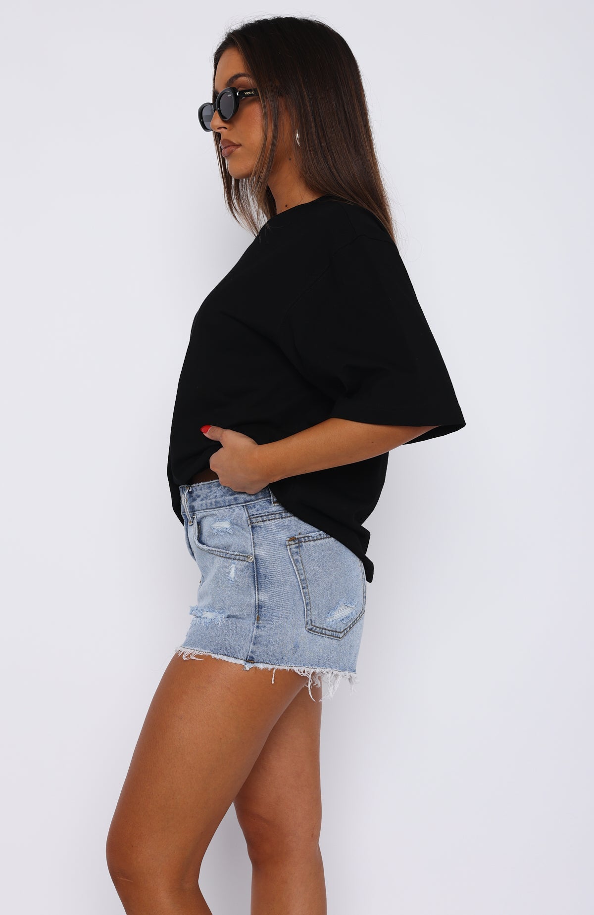Women Blue Blast Denim Front Button Detail Shorts