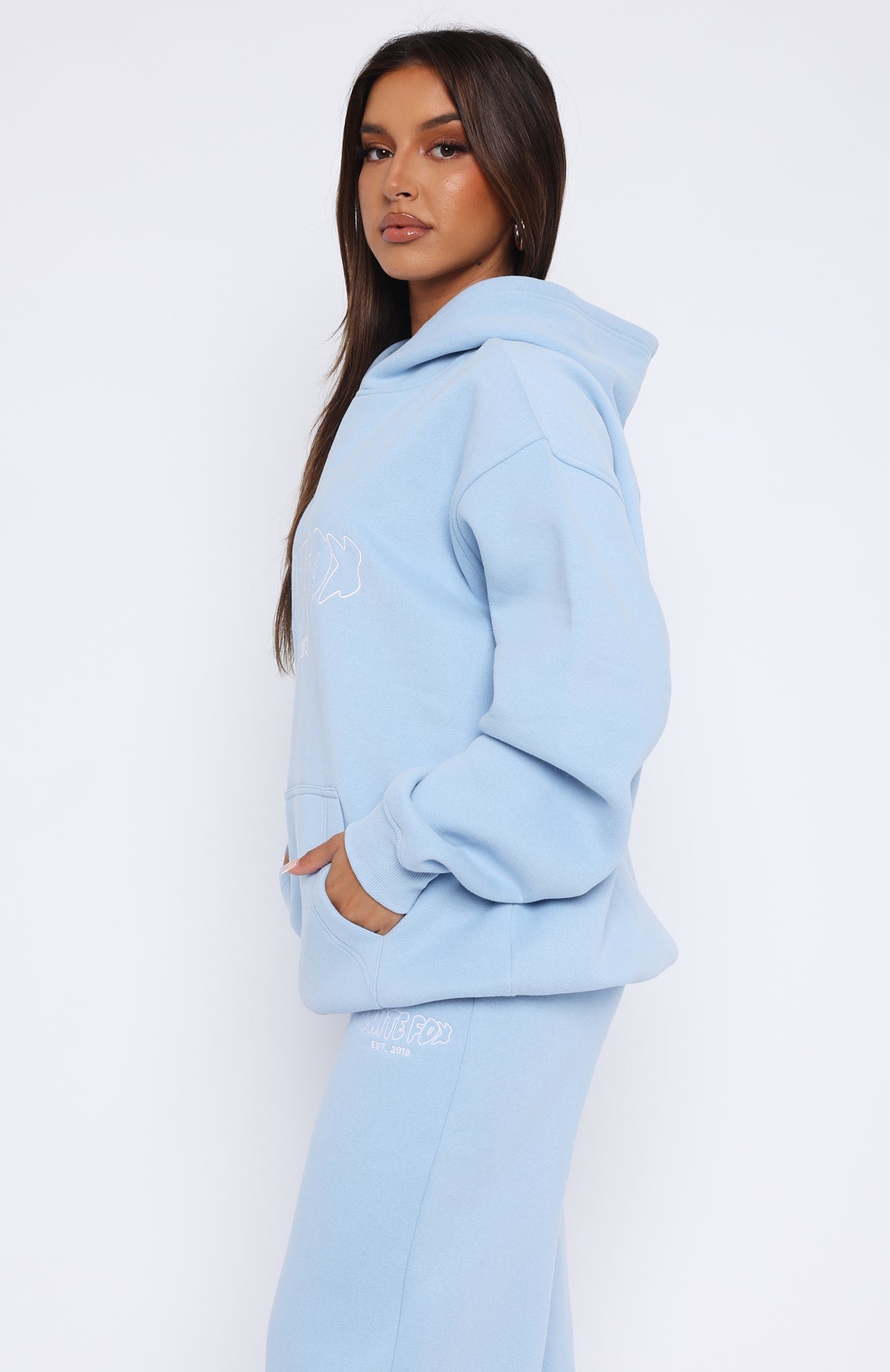 Baby Blue White Fox Hoodie Pretty Little Thing Light Blue Hoodie