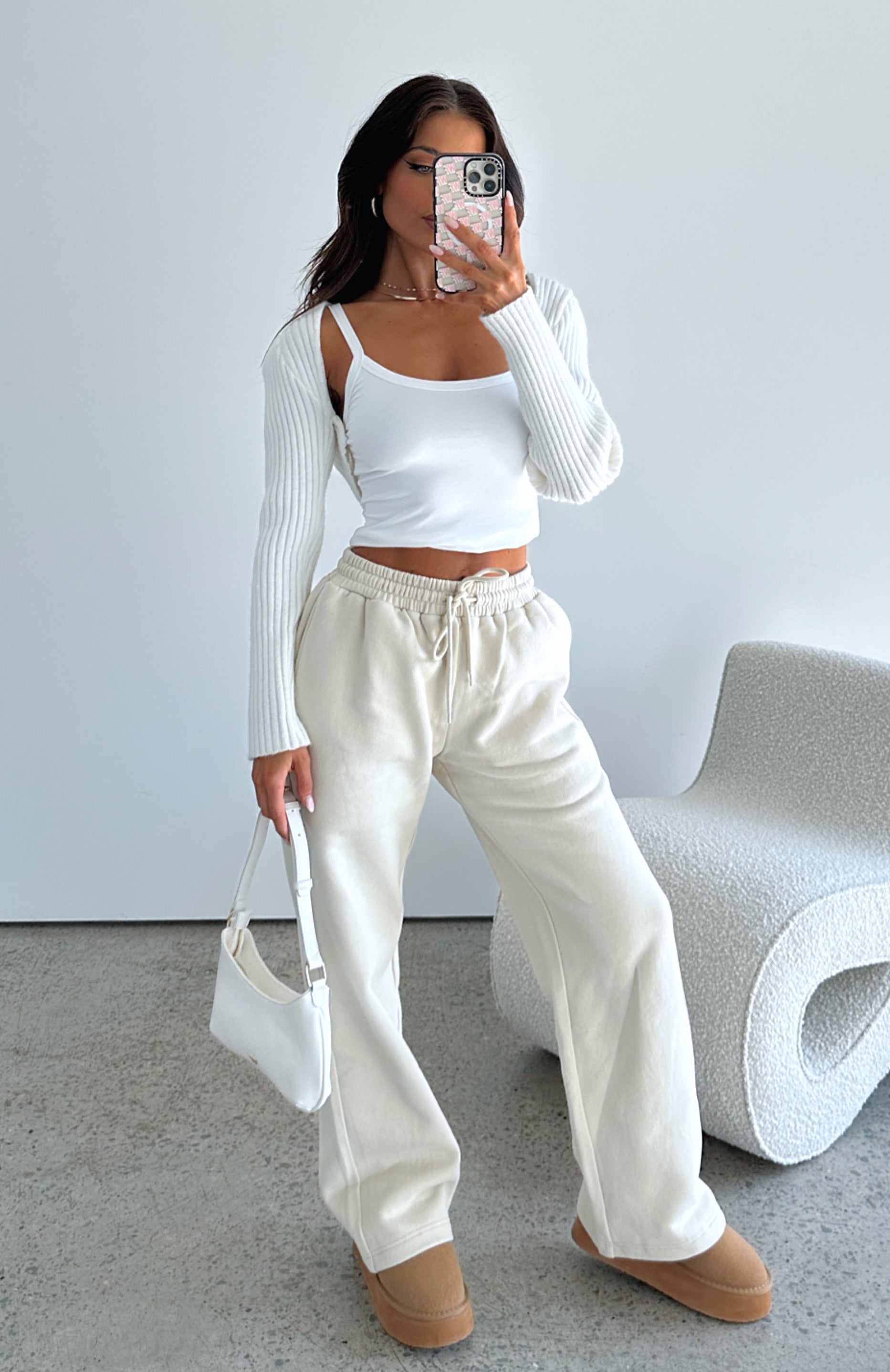 White straight leg sweatpants hotsell
