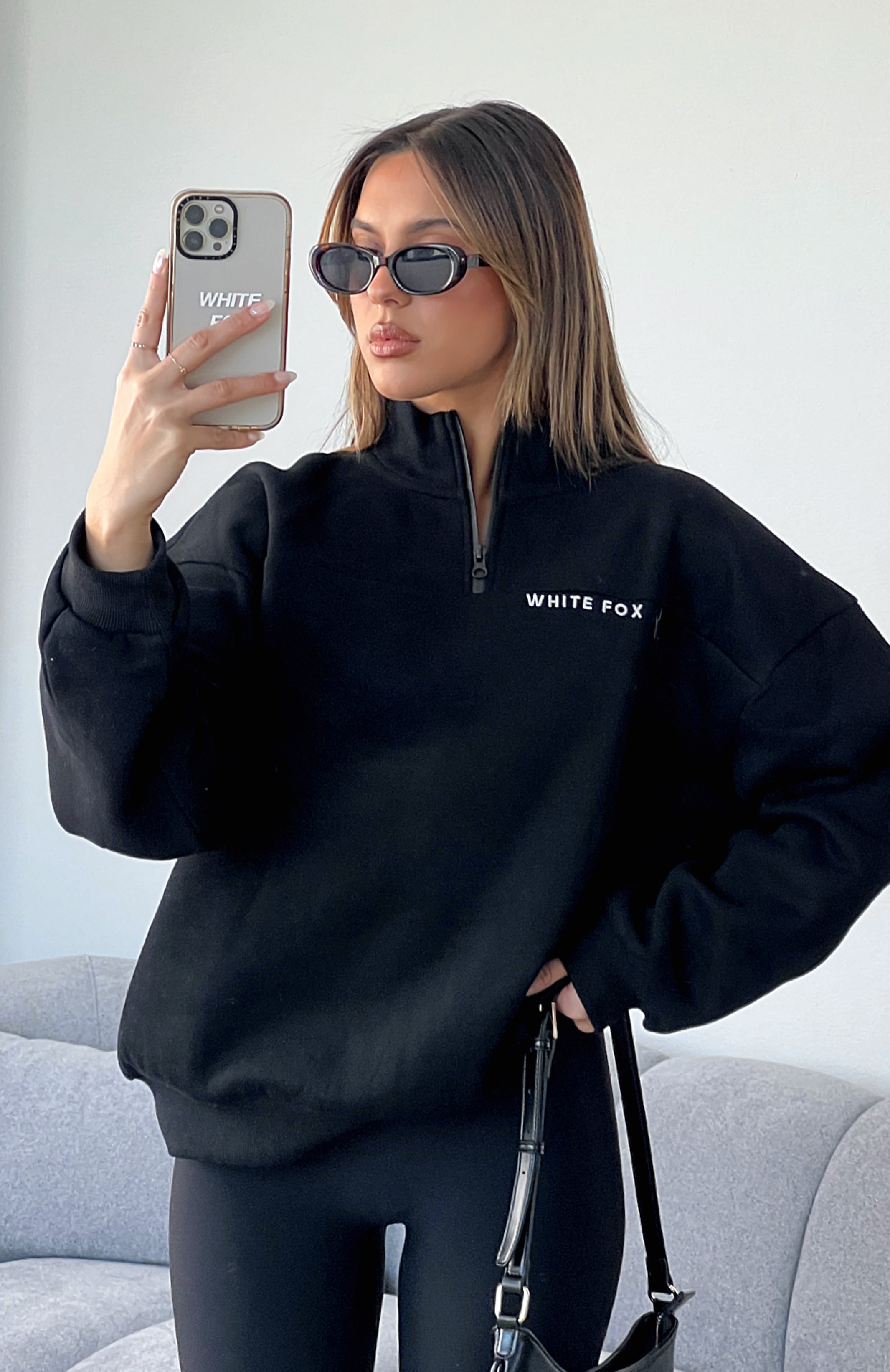 Where Did You Go Zip Front Sweater Black | White Fox Boutique UK