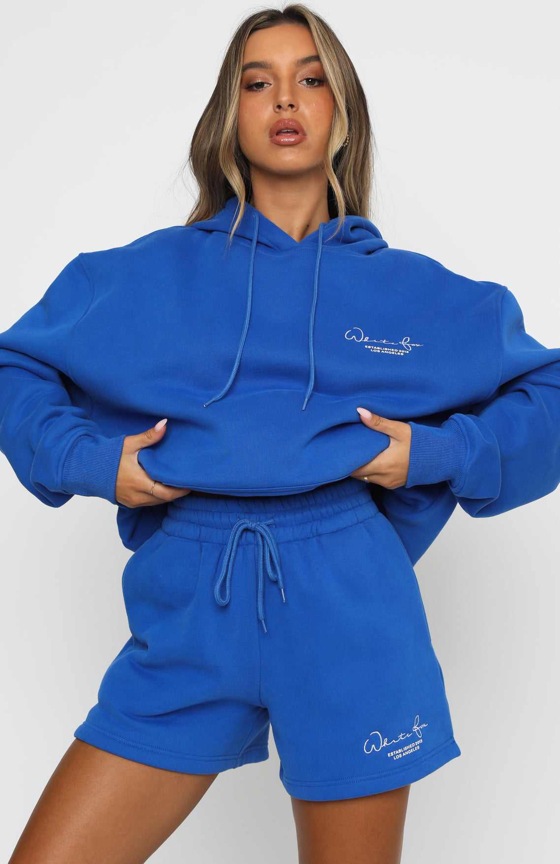 Set The Standard Hoodie Electric Blue White Fox Boutique