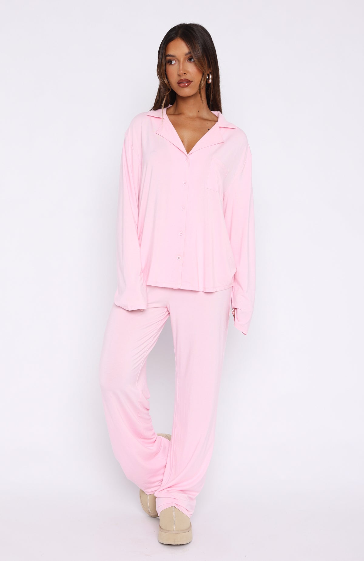 Whispering Petals Baby Pink Kurta with White Pajama Ensemble - Rent main image 0