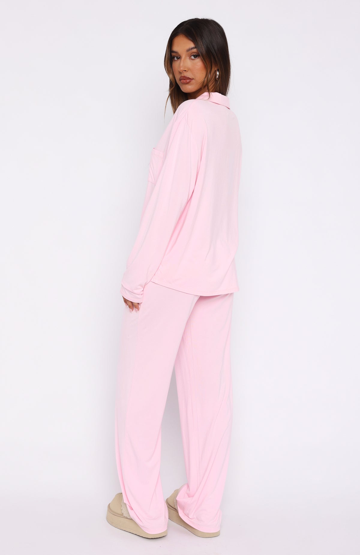 Pillow Talk Long Sleeve Pyjama Set Baby Pink | White Fox Boutique UK
