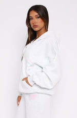 Save My Number Zip Front Hoodie Grey Marle