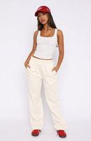 No Excuses Wide Leg Sweatpants Cream