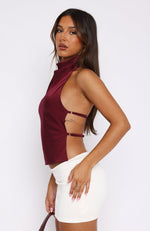 Time Passes Halter Top Merlot