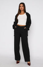 Business Casual Pants Charcoal Pinstripe