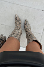 Run Away With Me Knee High Boots Snake Skin