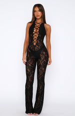 You Gotta Be Lace Jumpsuit Black