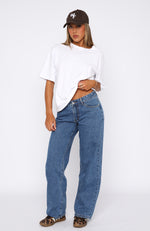 Bring The Style Low Rise Wide Leg Jeans Admiral Blue
