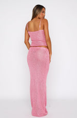 Star Shining Sequin Knit Maxi Skirt Bubblegum