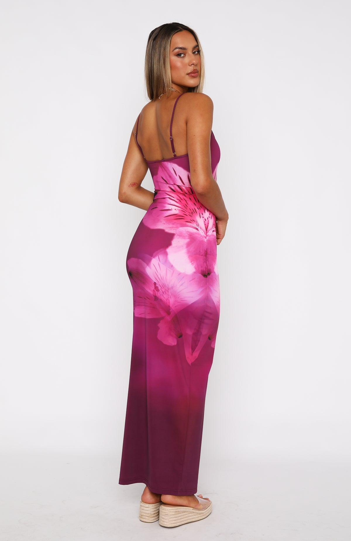 feeling the heat maxi dress greyscale floral Feeling The Heat Maxi Dress Berry Lush