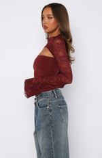 Devoted Love Long Sleeve Top Burgundy