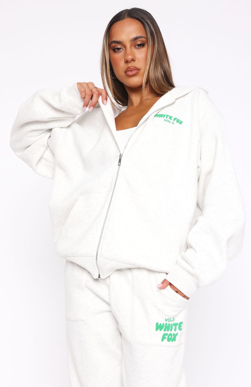Offstage Zip Front Hoodie Glacier Grey | White Fox Boutique UK