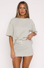 Never The Less Mini Skirt Cream/Black Stripe