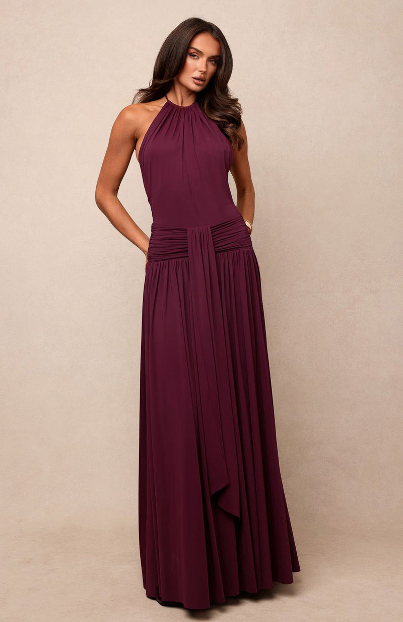 Lost In The Tide Maxi Dress Dark Cherry