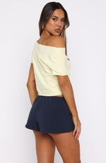 Put In Overtime Off Shoulder Relaxed Tee Lemon