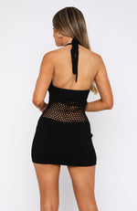 Caught A Feeling Crochet Mini Dress Black