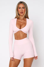 Over The Line Long Sleeve Crop Ballet Pink