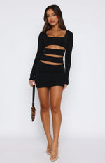 Make It Rain Long Sleeve Mini Dress Black