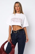 Let's Get Started Oversized Cropped Tee White