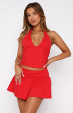 Inner Thoughts Mini Skort Red