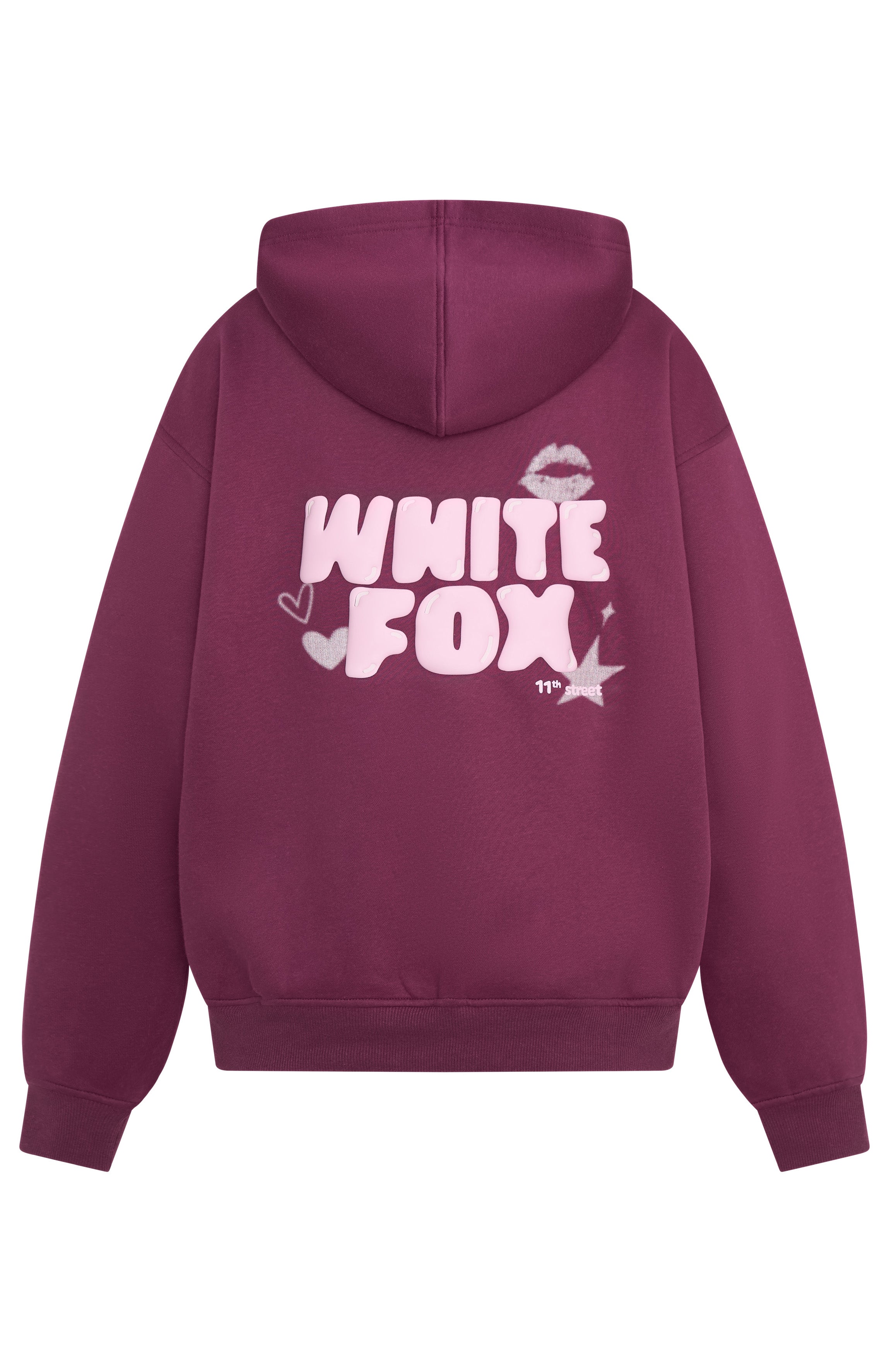 11th Street Sweet Kisses Oversized Hoodie Very Berry | White Fox
