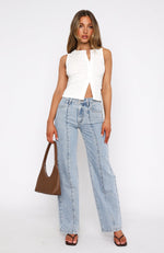 Layla Mid Rise Straight Leg Jeans Light Blue