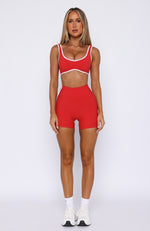 Keep Up High Waisted Shorts Red 4"