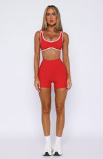 Keep Up High Waisted Shorts 4" Red