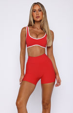 Keep Up High Waisted Shorts Red 4"