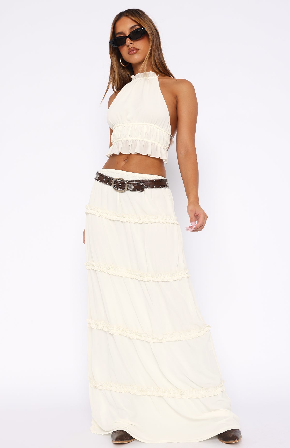 No Contact Maxi Skirt Off White | White Fox Boutique UK
