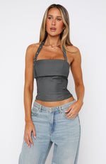 Take Your Chance Bustier Charcoal