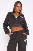 Offstage Cropped Zip Hoodie Shadow