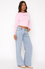 About A Girl Mid Rise Wide Leg Jeans Mid Blue