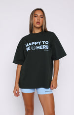 Happy To Be Here Oversized Tee Forest Green