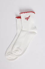 Me Time Socks White/Red