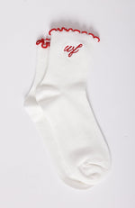 Me Time Socks White/Red