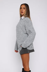 Everyone Wins Oversized Knit Sweater Grey