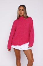 Everyone Wins Oversized Knit Sweater Hot Pink